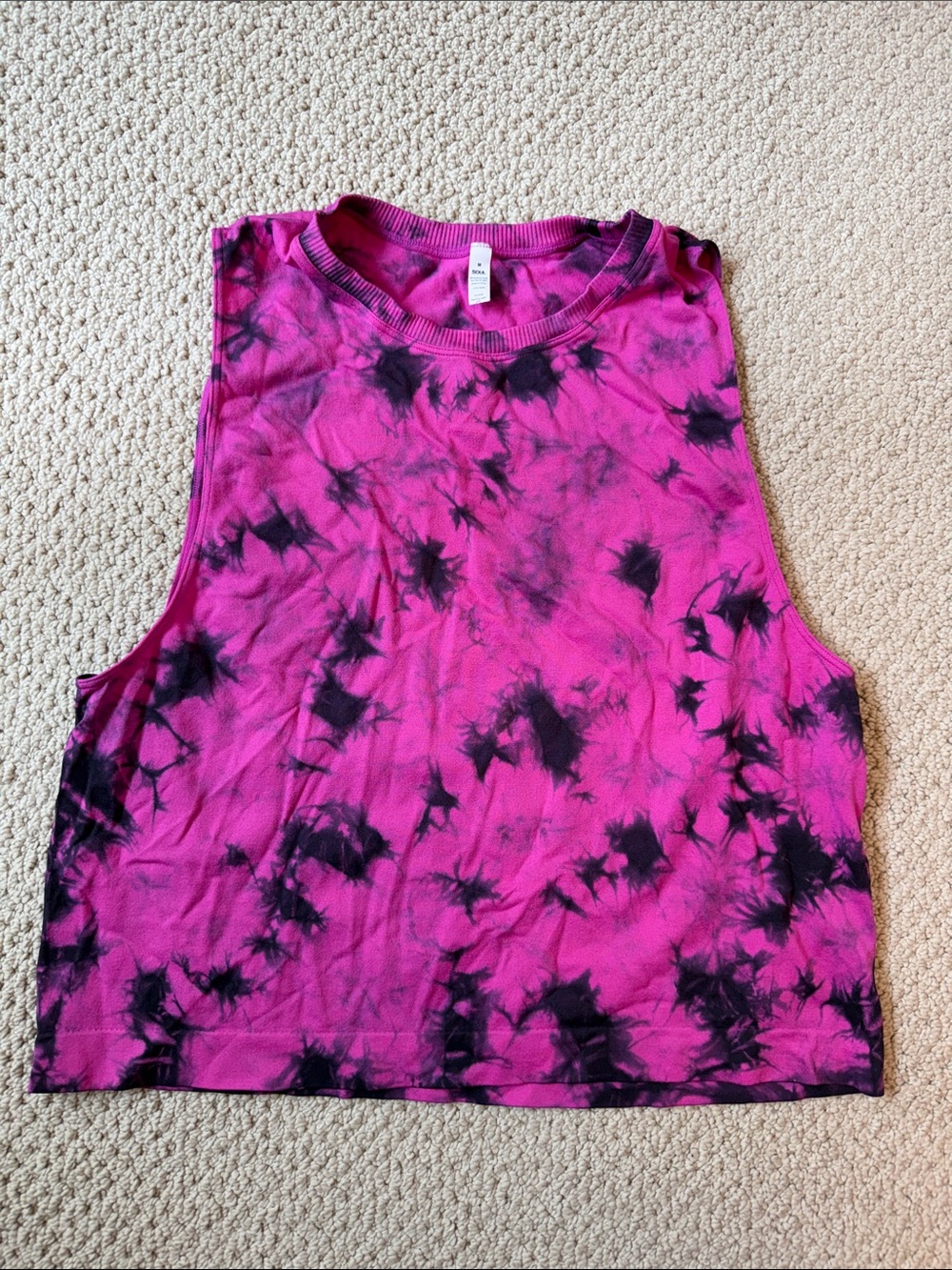 soulcycle Pink and Black Tie-Dye Muscle Tank